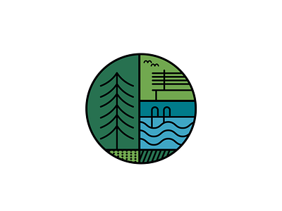 Fircrest Parks & Recreation Foundation Logo badge branding community design graphic design icon non profit park pool simple lines tree
