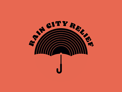 Rain City Relief album city design graphic design illustration logo music record retro umbrella vector