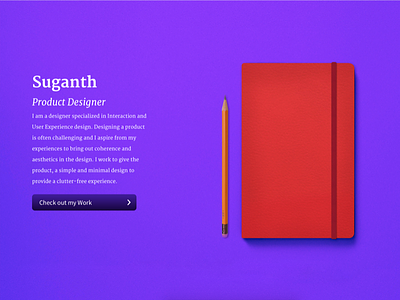 New cover page design flat minimal moleskine protfolio purple redesign web