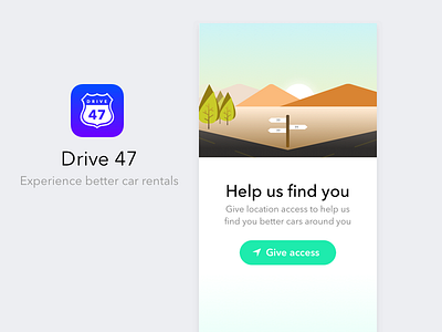 Drive 47 - Experience better car rentals app avenir car illustration ios minimal rent