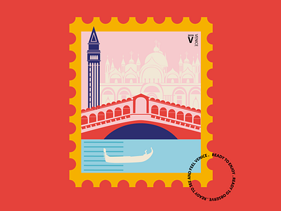 Venice postage design abstract color palette contrast design design art feel illustration illustrator italy landmark landscape minimalism original postage poster poster art sketch