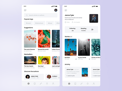 Book App app design flat ui