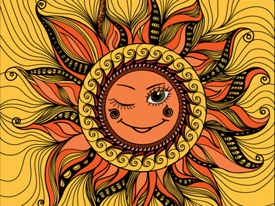 Smiling Sun cute design fun happiness happy illustration orange shiny smile summer sun sunlight sunny sunshine yellow