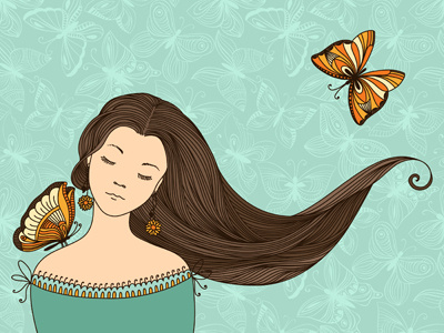 Girl with butterflies