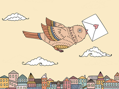 Bird bird city fly letter
