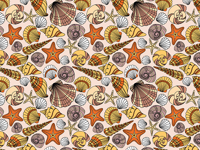 Seamless pattern with shells pattern sea seamless shell starfish