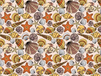 Seamless pattern with shells