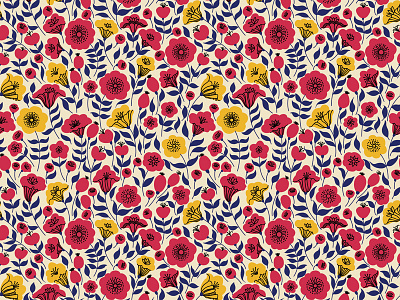 Flowers flower pattern pink seamless summer yellow