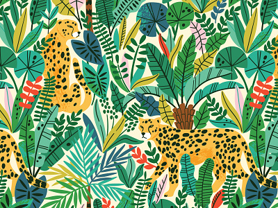 Cheetah seamless pattern animal branding cheetah design digital digital art exotic illustration jungle leaf leaves pattern rainforest safari seamless tropic tropical vector wild wildlife