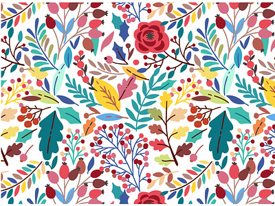 Autumn flowers and berries. Fall Chic autumn design exotic fall floral flower leaf leaves pattern print seamless textile vector