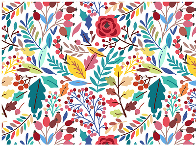 Autumn flowers and berries. Fall Chic autumn design exotic fall floral flower leaf leaves pattern print seamless textile vector