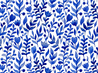 Blue flowers blue flowers pattern seamless watercolor