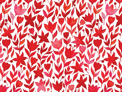 Red flowers flowers pattern red seamless watercolor