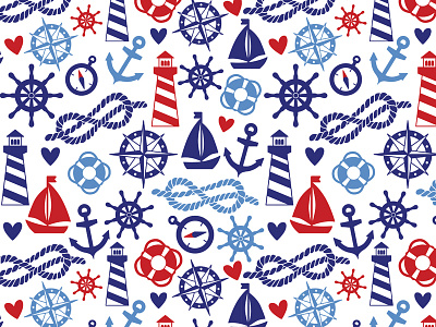 Sea anchor lighthouse pattern sea seamless ship vector