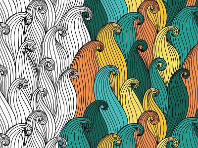 Waves pattern background colorful illustration pattern sea seamless textile vector wave