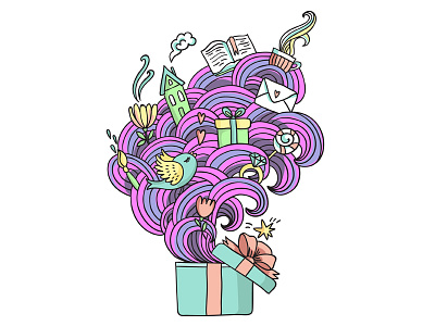 Box with dreams box gift giftbox illustration vector