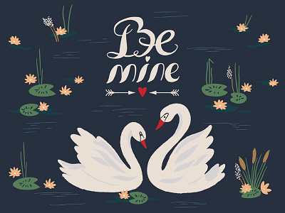 Be mine bird illustration love swan vector