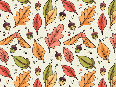 Oktober autumn fall leaf leves pattern seamless