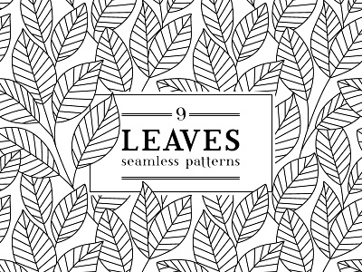 Leaves seamless pattern set black black and white hand drawn leaf leaves monochrome pattern plant seamless tree vector wallpaper