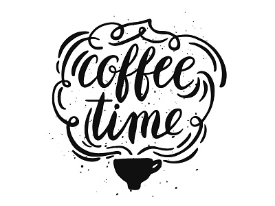 Coffee time calligraphy coffee illustration lettering vector