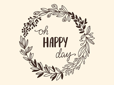 oh HAPPY day branch element floral flower lettering twig wedding wreath