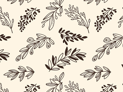Seamless pattern with twigs branch floral flower pattern seamless twig vector