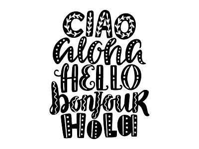 HELLO aloha bonjour calligraphy ciao hello hola lettering print word