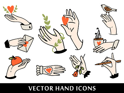 Vector Hand Icons hand heart icon love valentine vector wedding