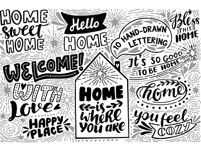 My cozy home calligraphy handdrawn home house icon lettering overlay placard poster