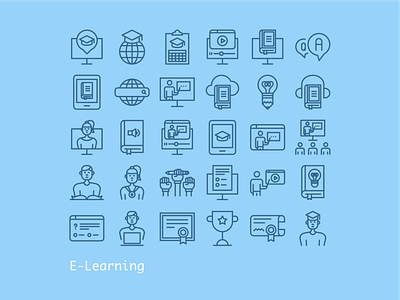 E-Learning design education graphic design icon design icon set iconography icons illustrator learning line icons