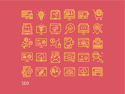 SEO branding graphic design icon design icon set iconography icons illustration illustrator line icons seo