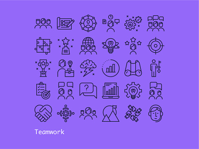 Teamwork graphic design icon design icon set iconography icons illustration illustrator line icons team teamwork