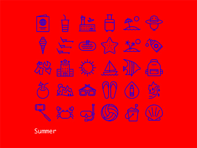 Summer Line Icons design graphic design icon design icon set iconography icons illustration illustrator line icons