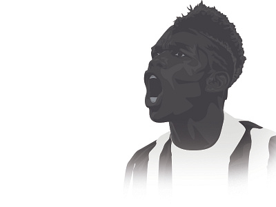 Paul Pogba portrait black and white football france illustration illustrator juventus portrait soccer vector