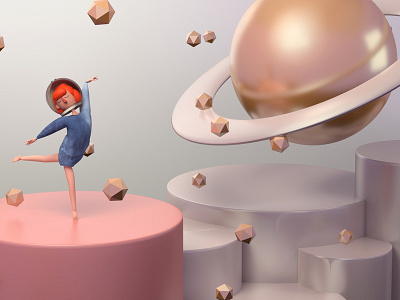 Space Ballerina 3d art 3d artist 3d illustration blender3d blender3dart charachter design composition girl illustration render