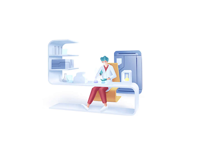 Healthcare series: Laboratory 2.5d analyzing biochemistry care clinic diagnostic doctor health hospital illustration lab laboratory medical pharmacy research researcher science speedart