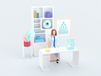 Healthcare series: Ophthalmologist 3D 3d analyzing clinic diagnostic doctor health illustration medicine render science