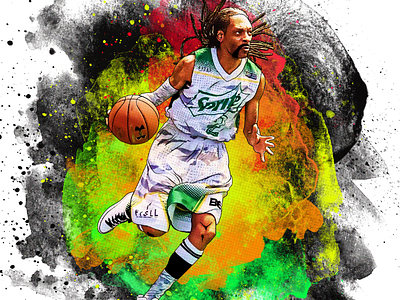 Alley-Snoop-a-Loop basketball digital art hip hop portrait snoop sports watercolor