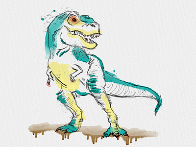 Watercolor T. Rex abe schmidt dinosaur seattle t rex t-rex t. rex trex tyrannosaurus rex watercolor