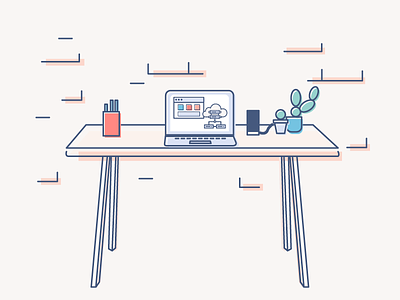 A Desktop Illustration cactus desk desktop workspace