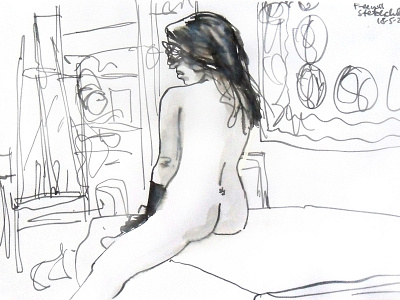 At Freewill Sketchclub Jam drawing illustration marker nudeart pentel brush sketchbook