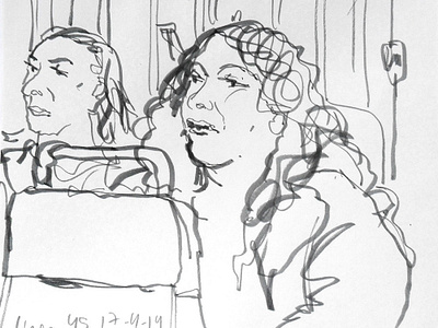 Woman on the bus bus drawing illustration marker sketchbook urban sketching woman