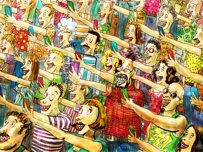 Heil Selfie! art cartoon digital art digital color drawing humor illustration selfie smartphone