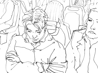 On the train drawing illustration sketchbook