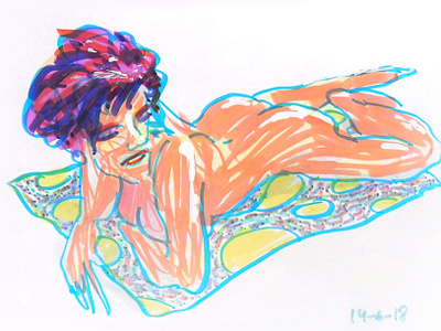 Febo Raises art drawing eroticart illustration marker nudeart