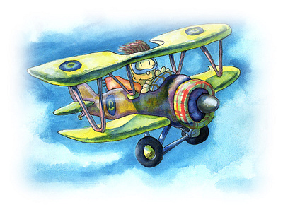 Little plane art children book illustration drawing illustration mixedmedia plane watercolour