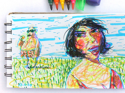 The grass and all the rest drawing illustration marker sketchbook