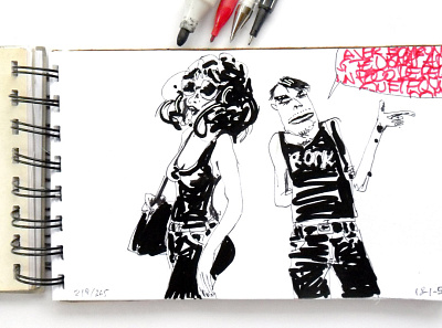 Faunistic art couple drawing illustration marker sketchbook