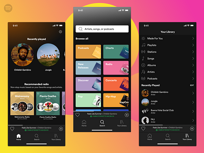 Spotify app design spotify ui