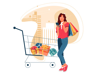 Empty states - no product in cart art cart characters color design draw ecommerce empty graphic illustration kit minimal modern vector woman